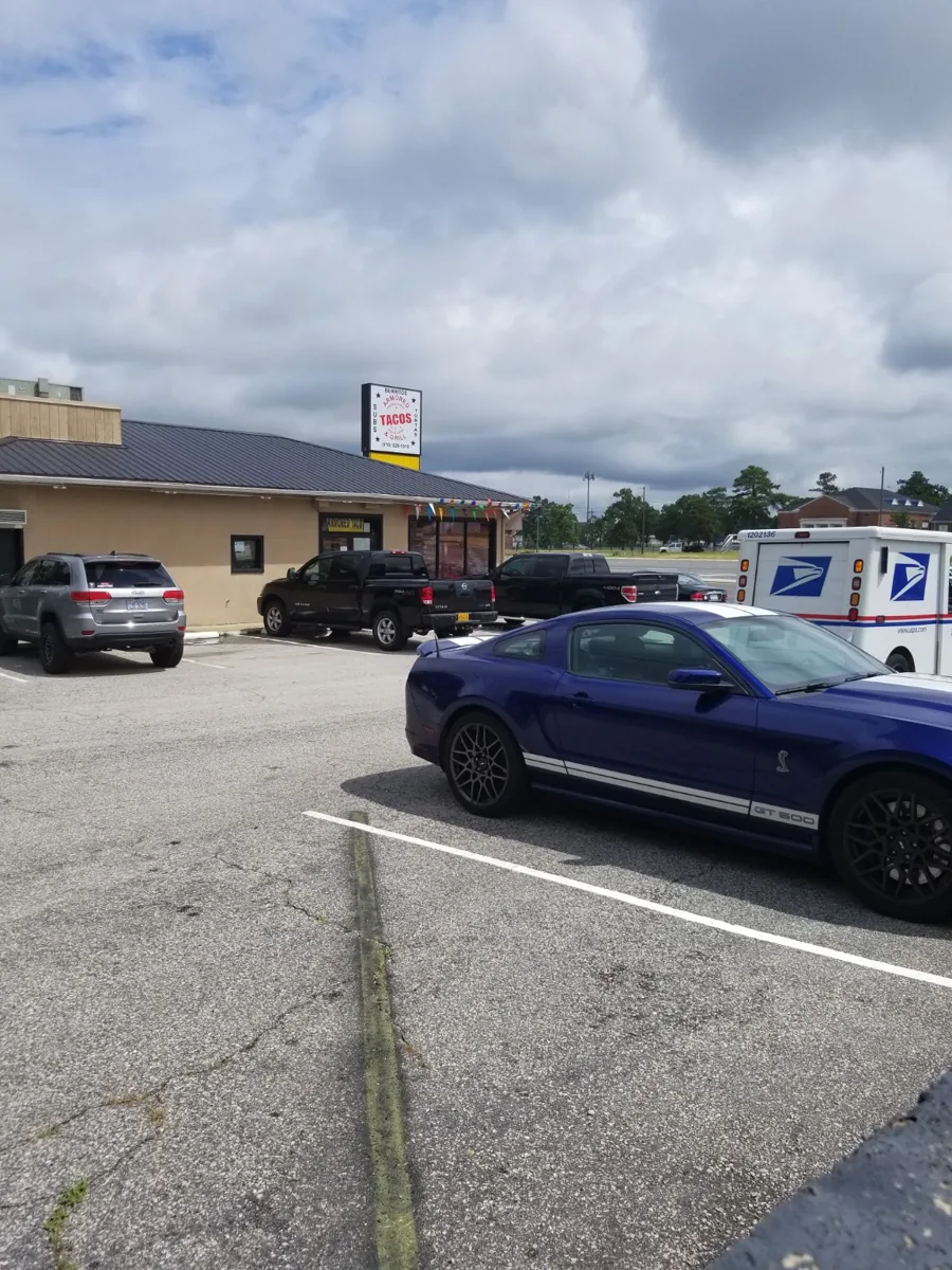 Armored Tacos and Grill building and parking area