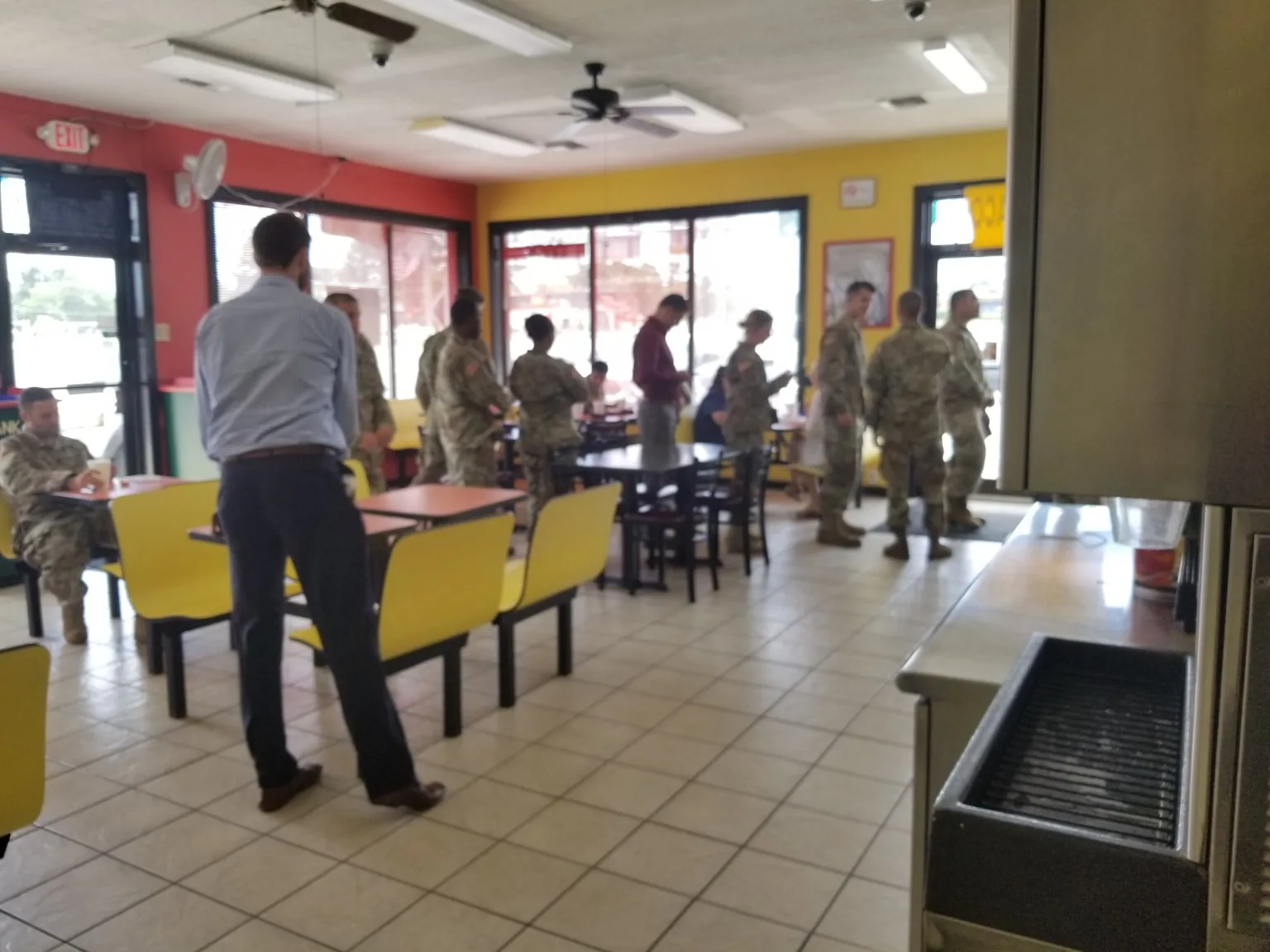 Restaurant dining room at Armored Tacos and Grill
